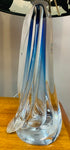 Pair of 1950s Val St Lambert Blue Glass Table Lamps