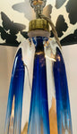 Pair of 1950s Val St Lambert Blue Glass Table Lamps