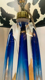 Pair of 1950s Val St Lambert Blue Glass Table Lamps