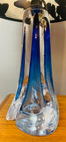 Pair of 1950s Val St Lambert Blue Glass Table Lamps