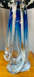 Pair of 1950s Val St Lambert Blue Glass Table Lamps