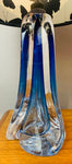 Pair of 1950s Val St Lambert Blue Glass Table Lamps