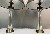 Pair of 1970s Brass & Lucite Table Lamps inc Shades