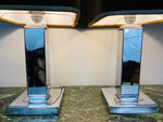 Pair of 1970s Square Chrome Table Lamps inc Original Shades