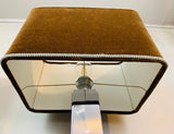 Pair of 1970s Square Chrome Table Lamps inc Original Shades