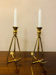 Pair of Vintage Nautical Anchor Brass Candlesticks