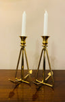 Pair of Vintage Nautical Anchor Brass Candlesticks