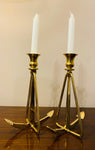 Pair of Vintage Nautical Anchor Brass Candlesticks