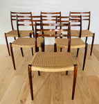 Set of 6 Niels O. Møller Model 78 Rosewood Dining Chairs