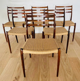 Set of 6 Niels O. Møller Model 78 Rosewood Dining Chairs