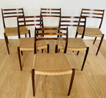 Set of 6 Niels O. Møller Model 78 Rosewood Dining Chairs