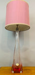 1950s Val St Lambert Pink & Clear Glass Table Lamp