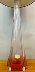 1950s Val St Lambert Pink & Clear Glass Table Lamp