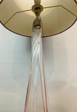 1950s Val St Lambert Pink & Clear Glass Table Lamp