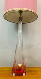 1950s Val St Lambert Pink & Clear Glass Table Lamp