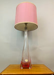 1950s Val St Lambert Pink & Clear Glass Table Lamp