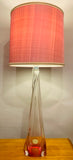 1950s Val St Lambert Pink & Clear Glass Table Lamp