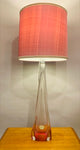 1950s Val St Lambert Pink & Clear Glass Table Lamp