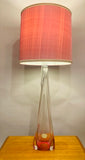 1950s Val St Lambert Pink & Clear Glass Table Lamp