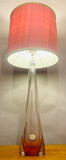 1950s Val St Lambert Pink & Clear Glass Table Lamp