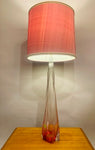 1950s Val St Lambert Pink & Clear Glass Table Lamp