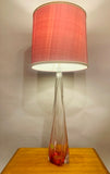 1950s Val St Lambert Pink & Clear Glass Table Lamp