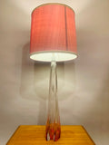 1950s Val St Lambert Pink & Clear Glass Table Lamp