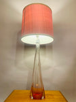 1950s Val St Lambert Pink & Clear Glass Table Lamp