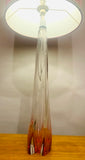 1950s Val St Lambert Pink & Clear Glass Table Lamp