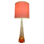 1950s Val St Lambert Pink & Clear Glass Table Lamp