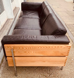 Vintage Dark Brown Leather 3-Seater Robin Day for Habitat Sofa