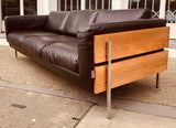 Vintage Dark Brown Leather 3-Seater Robin Day for Habitat Sofa