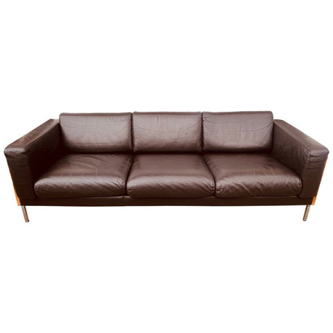 Vintage Dark Brown Leather 3-Seater Robin Day for Habitat Sofa