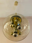 1970s Large Doria Globe Glass & Brass Pendant Light