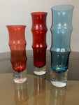Set of 3 Swedish 'Aseda Glasbruk' Bamboo Glass Vases