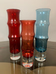 Set of 3 Swedish 'Aseda Glasbruk' Bamboo Glass Vases