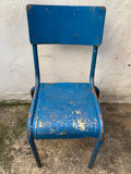 Set of 3 Vintage Blue Metal Garden Chairs