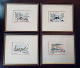 Set of 4 Derek Abel "Cambridge" Watercolours 1989