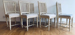 Set of 8 1930s Swedish Stick Back Painted Dining Chairs