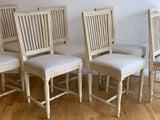 Set of 8 1930s Swedish Stick Back Painted Dining Chairs