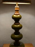 Vintage Green Ceramic & Wood Lamp Base inc Shade