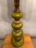 Vintage Green Ceramic & Wood Lamp Base inc Shade