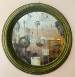 V. Large Round Wall Mirror in Green Velvet