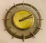 Vintage 1960s German Brass And Glass Wall Clock