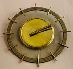 Vintage 1960s German Brass And Glass Wall Clock
