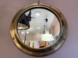 Vintage 1960s Solid Brass Wall Mounted Mirrored Porthole