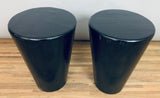 Vintage Pair of Black Lacquered Solid Wood Stools