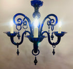 Vintage Cobalt Blue Murano Glass Chandelier