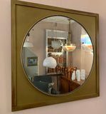 Vintage Round Mirror on a Square Gold Frame