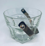 Vintage Glass Ice Bucket Silver Plate Handle